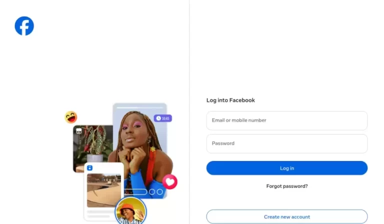 Facebook 注册表单界面截图