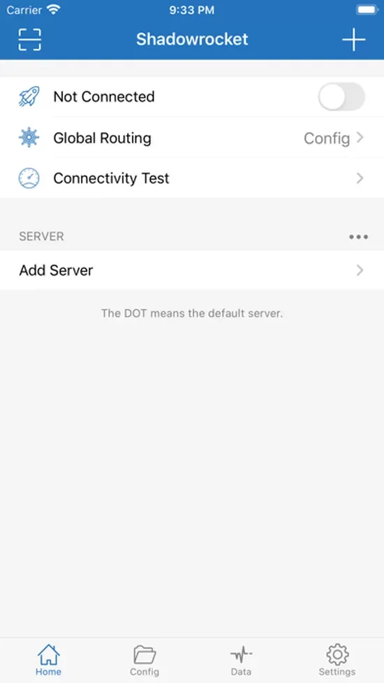 Shadowrocket 首页界面截图
